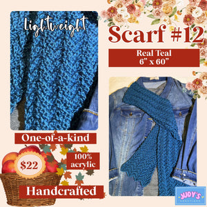 Handmade Scarf #12 - real teal 6" x 60"