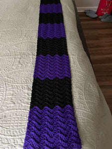 Handmade Scarf #20 - black purple 8" x 60"