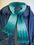 Handmade Scarf #2 - Aqua Combo with tinsel 7" x 66"