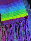 Handmade Scarf #13 - multi fringe 9" x 74"