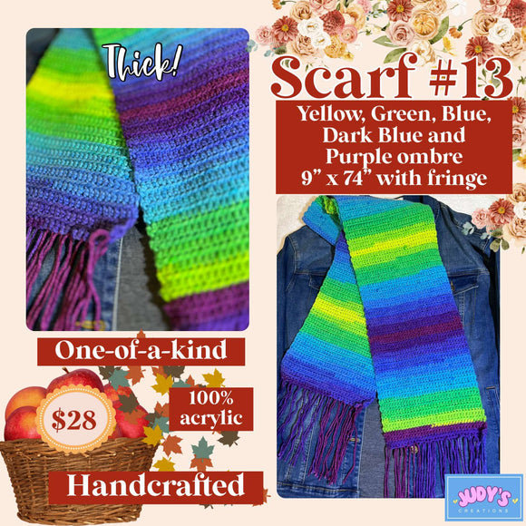 Handmade Scarf #13 - multi fringe 9