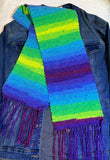 Handmade Scarf #13 - multi fringe 9" x 74"