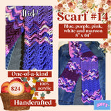 Handmade Scarf #14 - mixed purples 8" x 64"