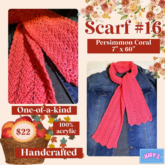 Handmade Scarf #16 - persimmon coral 7