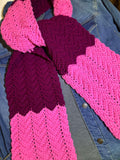 Handmade Scarf #9 - maroon pink 8" x 80"