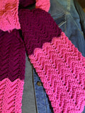 Handmade Scarf #9 - maroon pink 8" x 80"