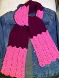 Handmade Scarf #9 - maroon pink 8" x 80"