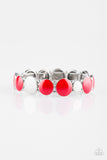 Bubble Blast - Red & Silver Circles Stretchy Bracelet