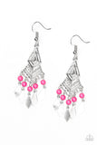 Island Import - Pink Kite-shaped Shiny Fringe Dangle Earrings