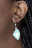 Mystic Mist - Blue Opalescent Asymmetrical Gem Dangle Earrings