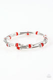 Into Infinity - Red Gems & Silver Memory-wire Coil Bracelet