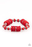 Sagebrush Serenade - Red Stone Discs Stretchy Bracelet