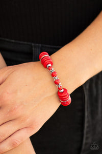 Sagebrush Serenade - Red Stone Discs Stretchy Bracelet