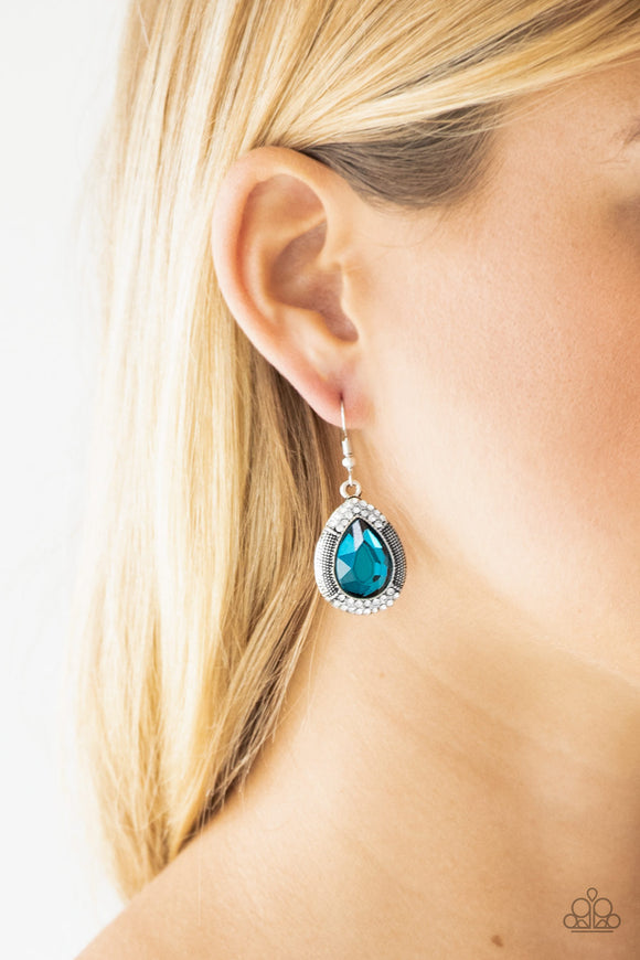 Grandmaster Shimmer - Blue Glassy Teardrop Dangle Earrings