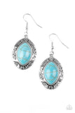 Aztec Horizons - Blue Turquoise Tribal-Inspired Marquis-shaped Dangle Earrings