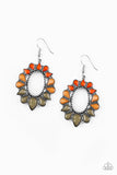 Fashionista Flavor - Orange, Yellow & Green Teardrop Wreath Dangle Earrings