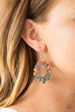 Fashionista Flavor - Orange, Yellow & Green Teardrop Wreath Dangle Earrings