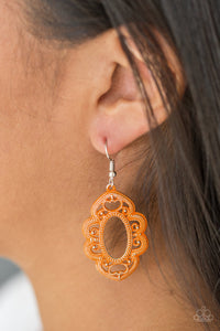 Mantras and Mandalas - Orange Filigree Frame Dangle Earrings