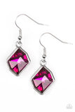 Glow It Up - Pink Gem Dangle Earrings