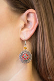 Honolulu Harmony - Red Flower Mandala-like Dangle Earrings