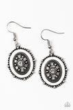 Picture of WEALTH - White Painted Oval Bling Studded Dangle Earrings