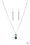 Nice To Meet You - Blue Teardrop & Hematite Leafy Pendant Dainty Short Necklace