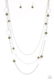 Beachside Babe - Green Beaded Triple Layered Long Necklace