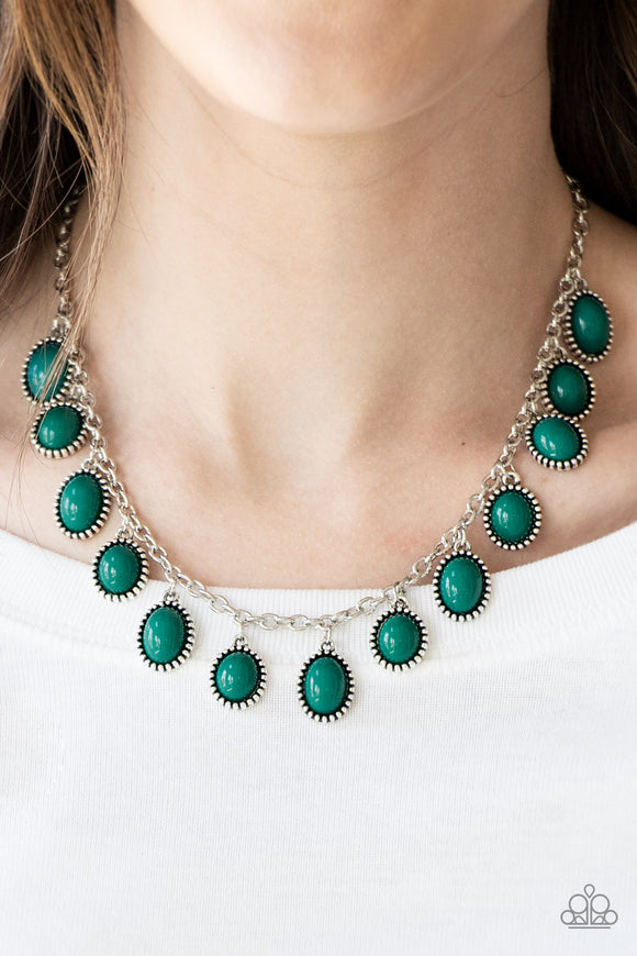 Make Some ROAM! - Green Bead Fringe Short Necklace