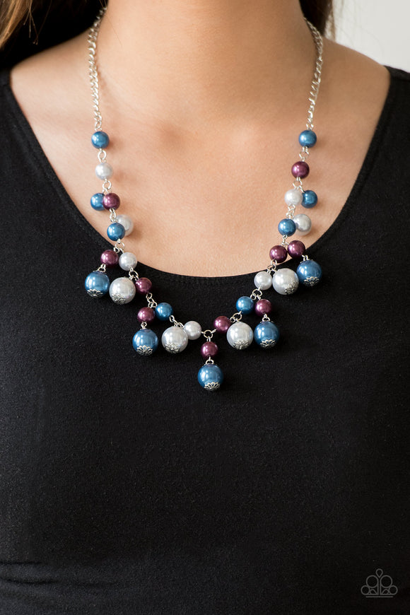 Soon To Be Mrs. - Blue, Purple & Silver Pearl Fringe Necklace