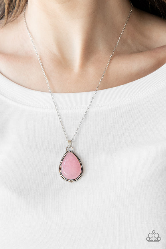 Paparazzi Accessories pink stone teardrop short necklace