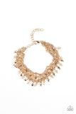 Cash Confidence - Gold Gems Layered Fringe Chain Lobster Claw Bracelet