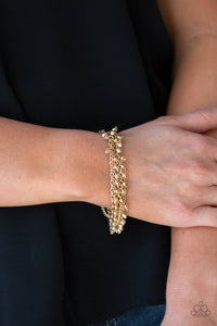 Cash Confidence - Gold Gems Layered Fringe Chain Lobster Claw Bracelet