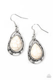 Abstract Anthropology - White Crackle Stone Teardrop Dangle Earrings