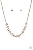 Simple Sheen - Silver & Gold Textured Dainty Discs Short Necklace