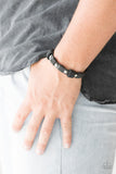 Road Burner - Black Leather & Twine Skinny Unisex Snap Wrap Bracelet