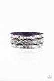 Fashion Fanatic - Blue Suede Bling Snap Wrap Bracelet