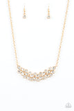 Special Treatment - Gold  & White Gem Encrusted Short Necklace