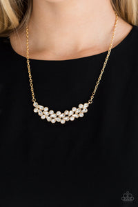 Special Treatment - Gold  & White Gem Encrusted Short Necklace