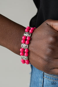 Daisy Debutante - Pink Crackle Stone Floral Stretchy Bracelet