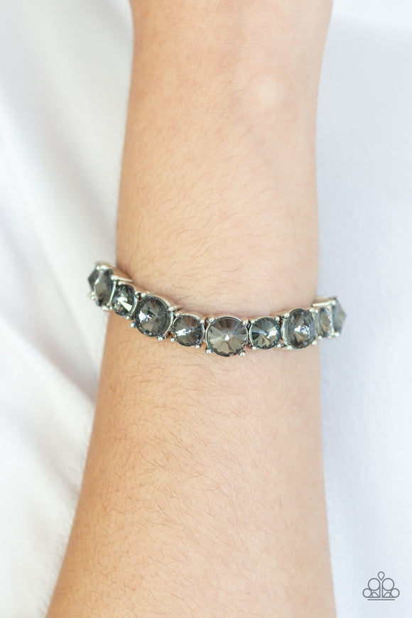 Born To Bedazzle - Silver Smoky Gems Stretchy Bracelet