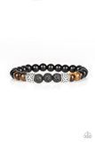 Proverb - Brown Tiger's Eye & Black Lava Stretchy Bracelet