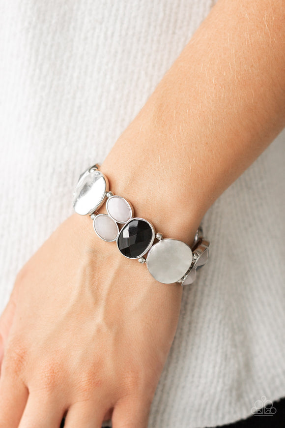 Chroma Charisma - Black Gray & Silver Stretchy Bracelet