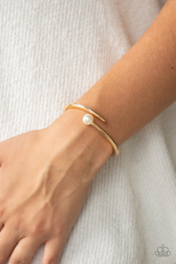 Industrial Impact - Gold Pearl Simple Hinge Bracelet