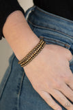 Glam Game - Brass Bling Stretchy Bracelet Stack