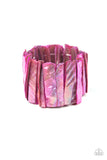 Beach Blast - Pink Shell-like Iridescent Chunky Stretchy Bracelet