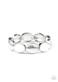 Decadently Dewy - White Silver Stretchy Bracelet