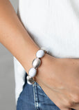 Decadently Dewy - White Silver Stretchy Bracelet