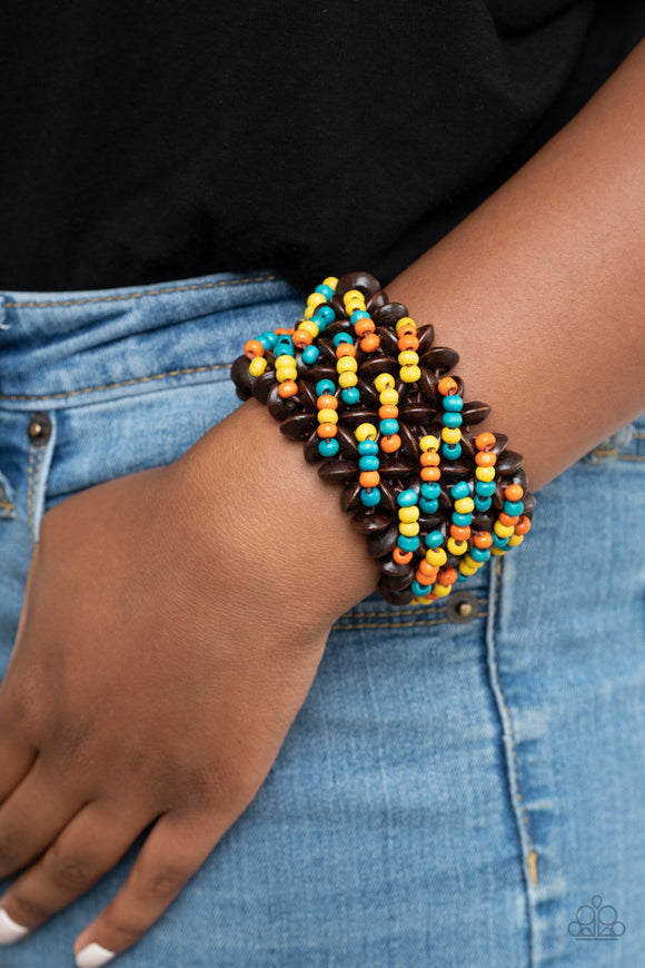 Cozy in Cozumel - Multi Wooden Stretchy Bracelet