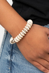 Eco Experience - White Stone Discs Stretchy Bracelet