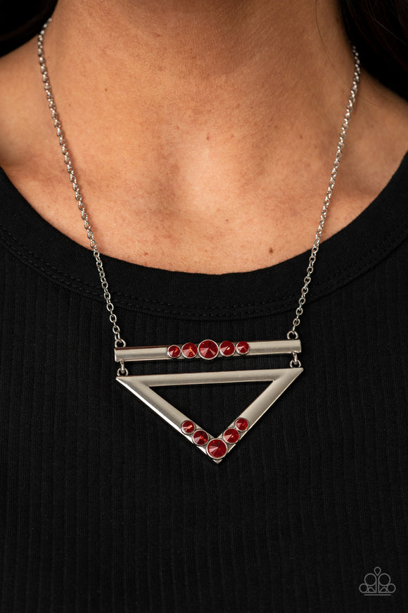 Triangulated Twinkle - Red Necklace